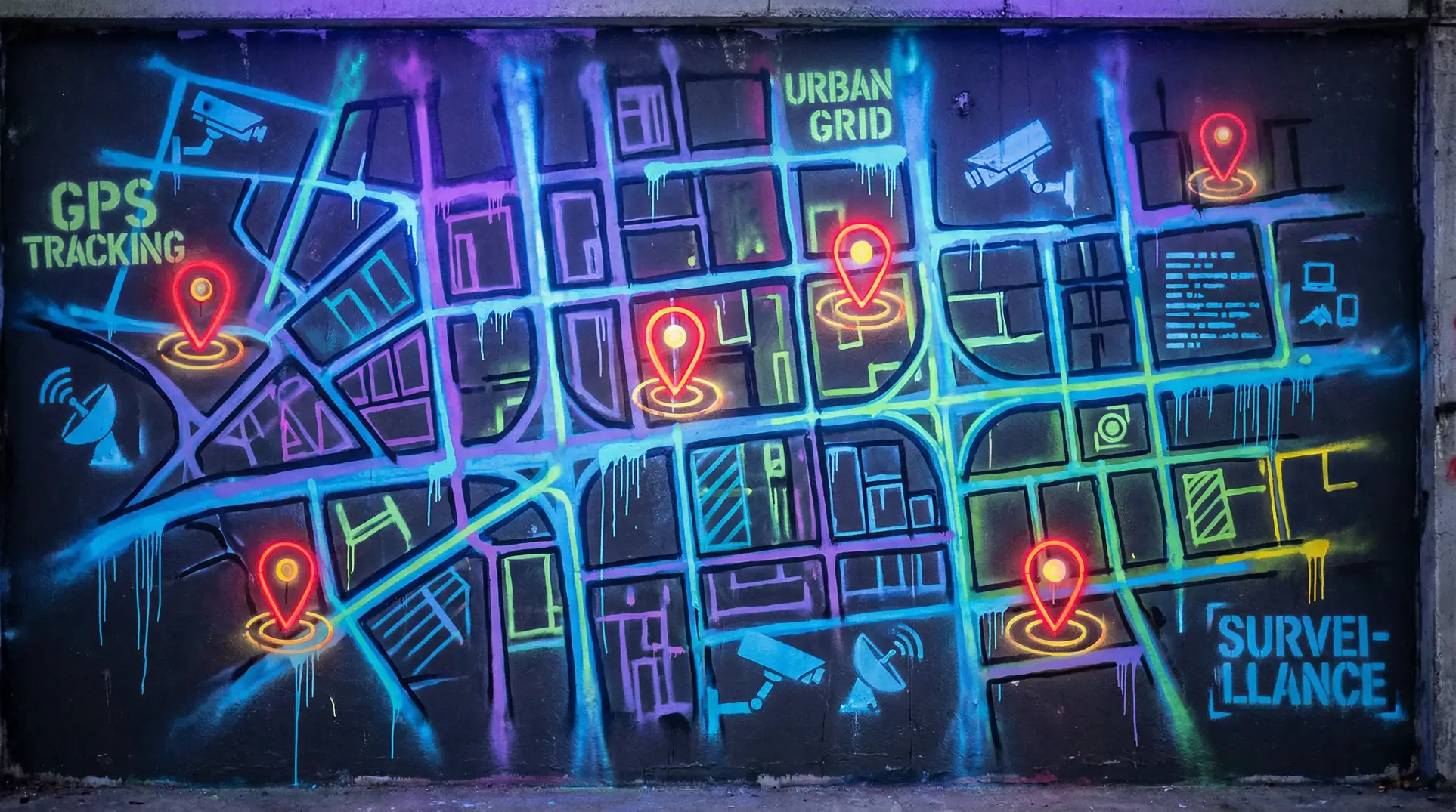 奇怪的美发沙龙 狗仔追踪地图 - 城市涂鸦风格